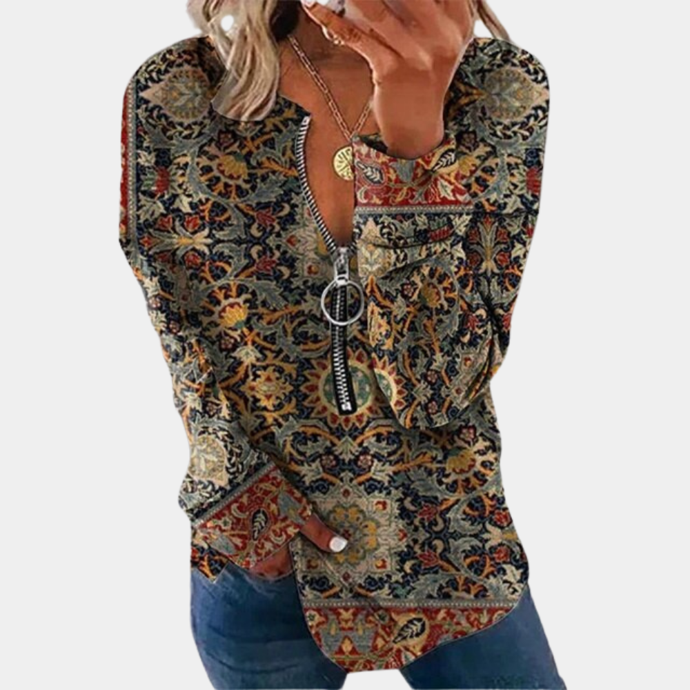 Damenpullover mit Vintage-Print für einen zeitlosen Look
